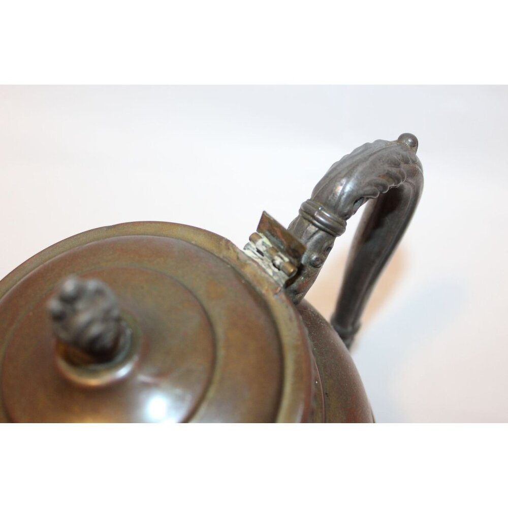 Vintage Copper & Pewter Teapot With Ornate Handle & Spout Hinged Lid Detached Co - Picture 5 of 14